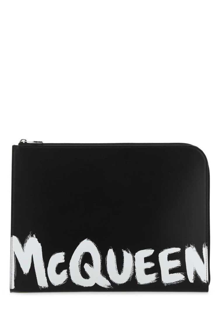 Alexander Mcqueen Black Leather Document Holder