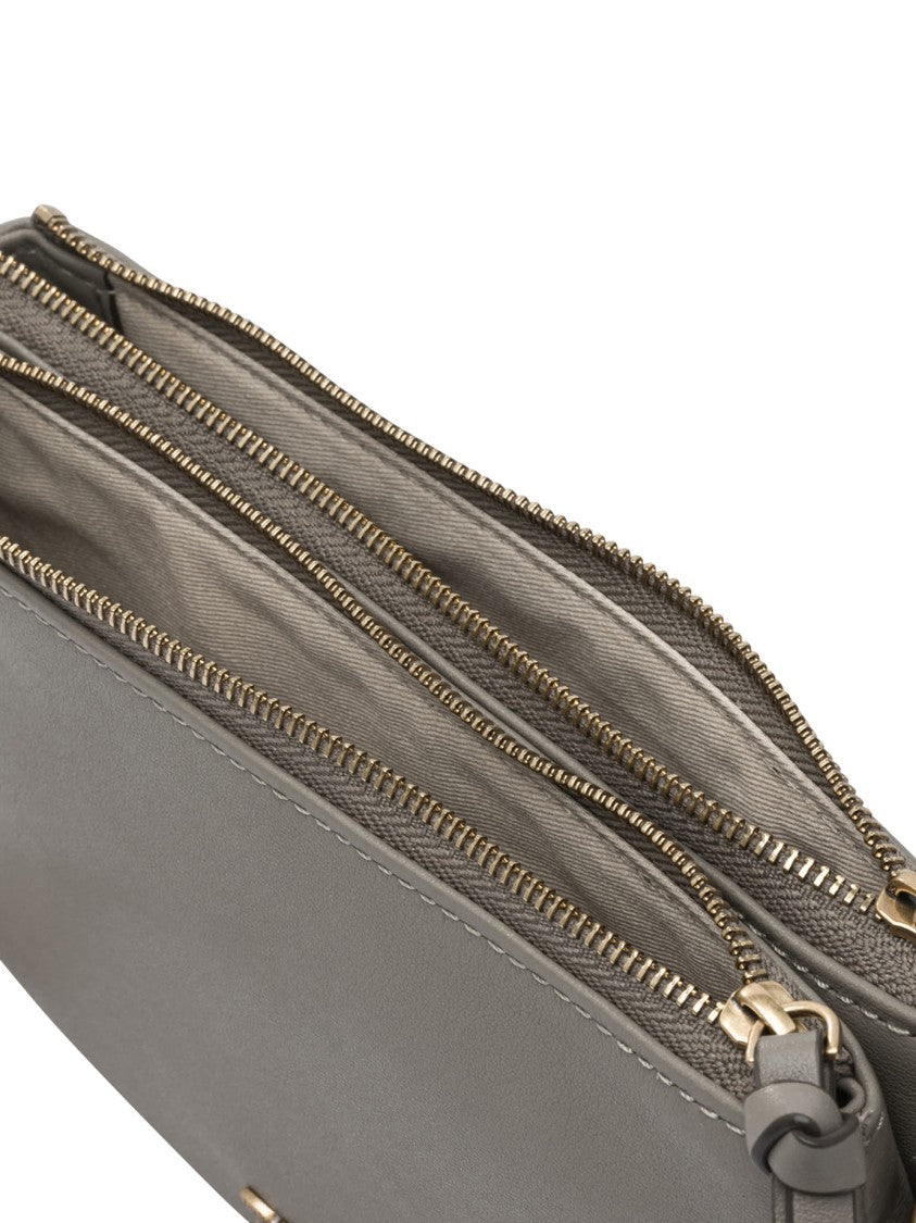 Pinko Rectangular Crossbody Bag In Taupe-Grey Leather