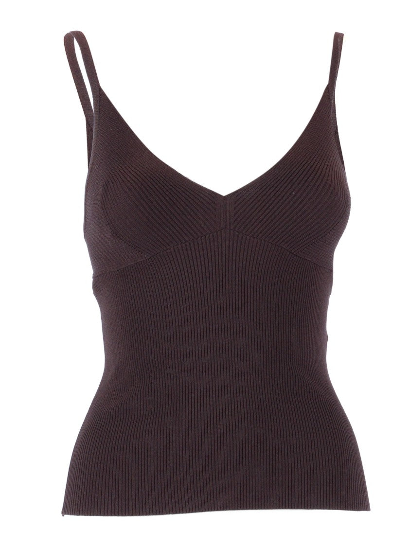 P.A.R.O.S.H. Ribbed Knit V Neck Tank Top