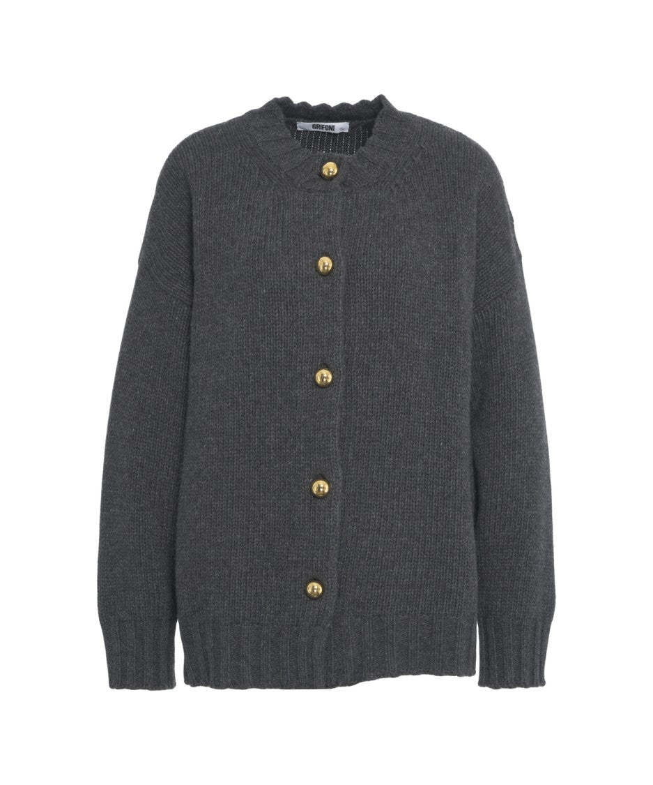 Grifoni Cardigan With Scalloped Ribbed Collar