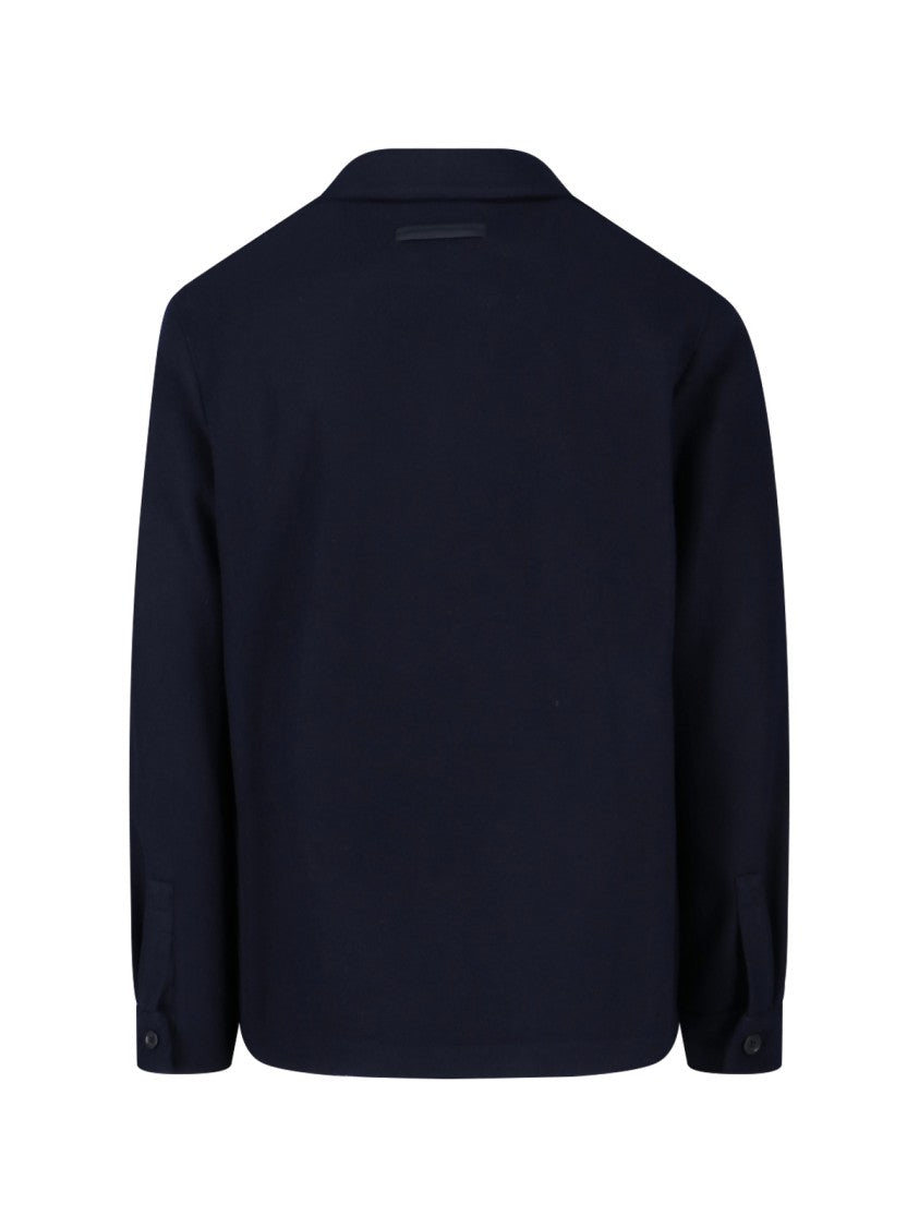Zegna Wool-Cashmere Shirt Jacket – Navy Blue