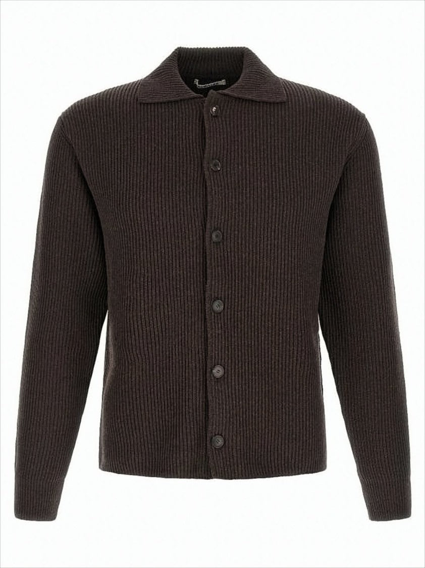 Auralee Ribbed Wool Cardigan With Button-Up Front
