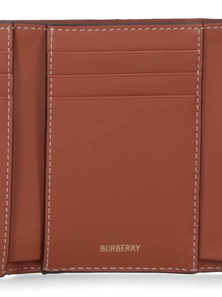 Burberry Beige Tri-Fold Wallet With Lancaster Check Pattern
