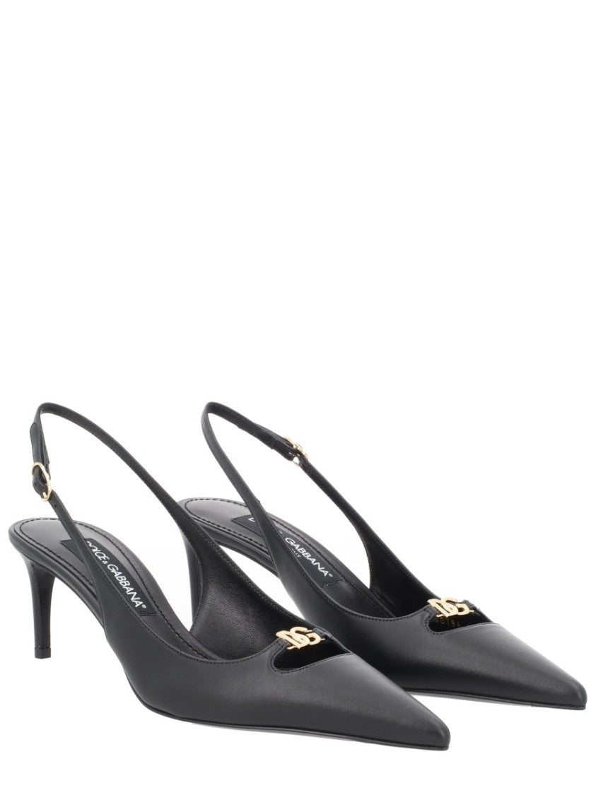 Dolce & Gabbana Lollo Pointed Toe Buckle Slingback Pumps