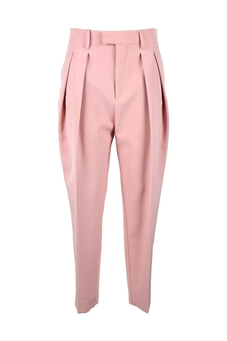 Berwich Tailored Pink Trousers With Pleated Front And Tapered Leg
