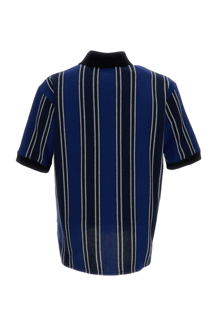 Junya Watanabe Blue Knitted Cotton Blend Polo Shirt