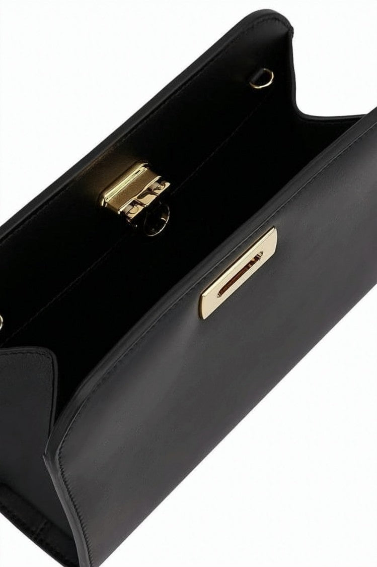 Salvatore Ferragamo Sleek Rectangular Calf Leather Crossbody Bag With Gold-Tone Clasp