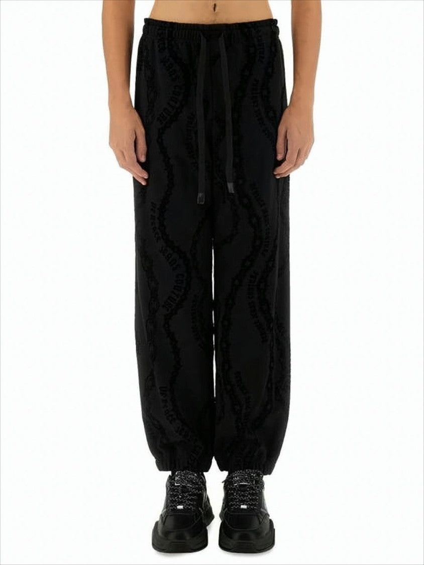 Versace Black Jogger Pants With Textured Pattern