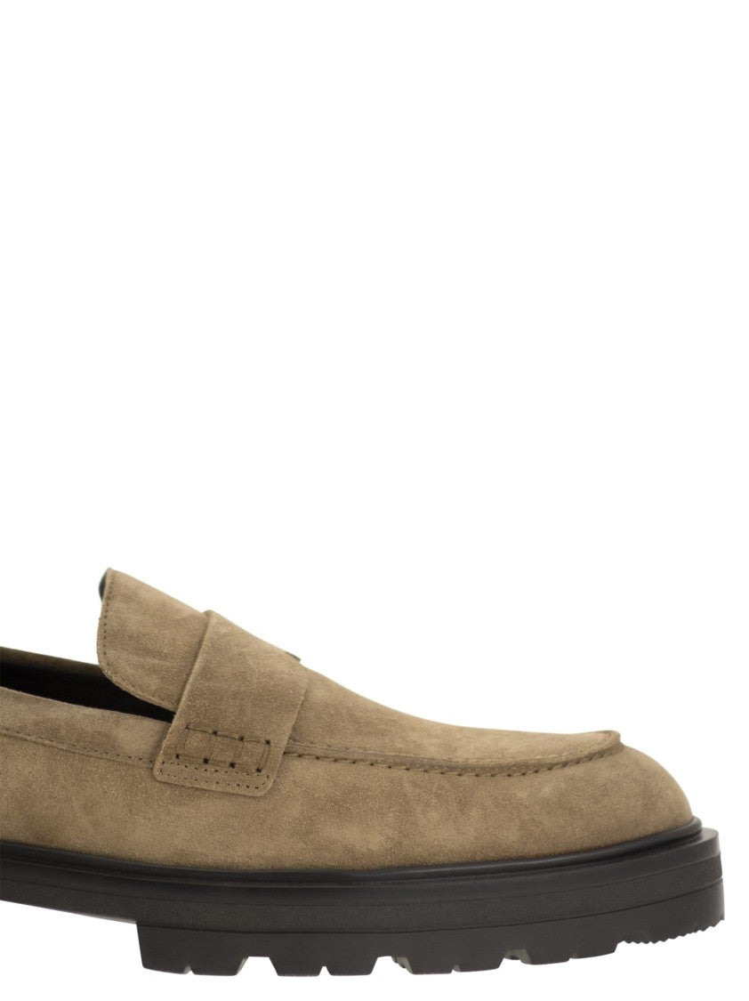 Hogan H673 Suede Moccasin With Carrarmato Bottom