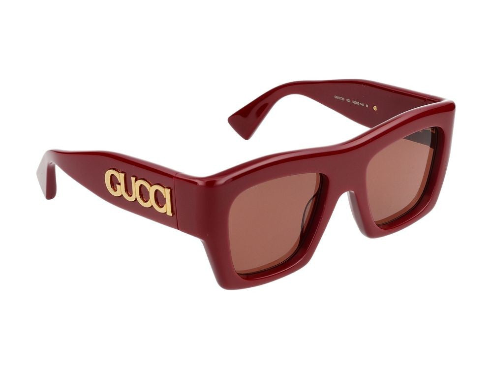 Gucci Burgundy Oversized Square Burgundy Acetate Sunglasses