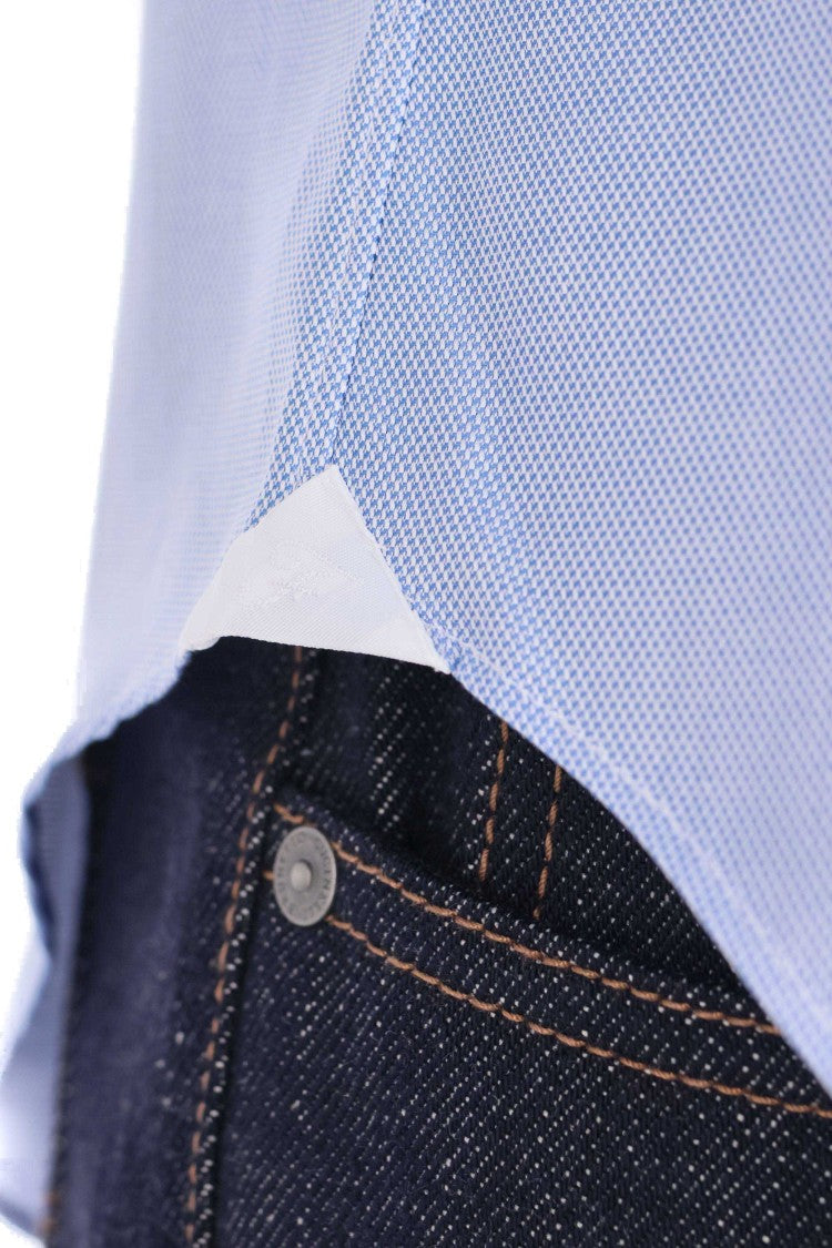 Finamore Traveller Tailored Shirt In Royal Oxford Linea Milano