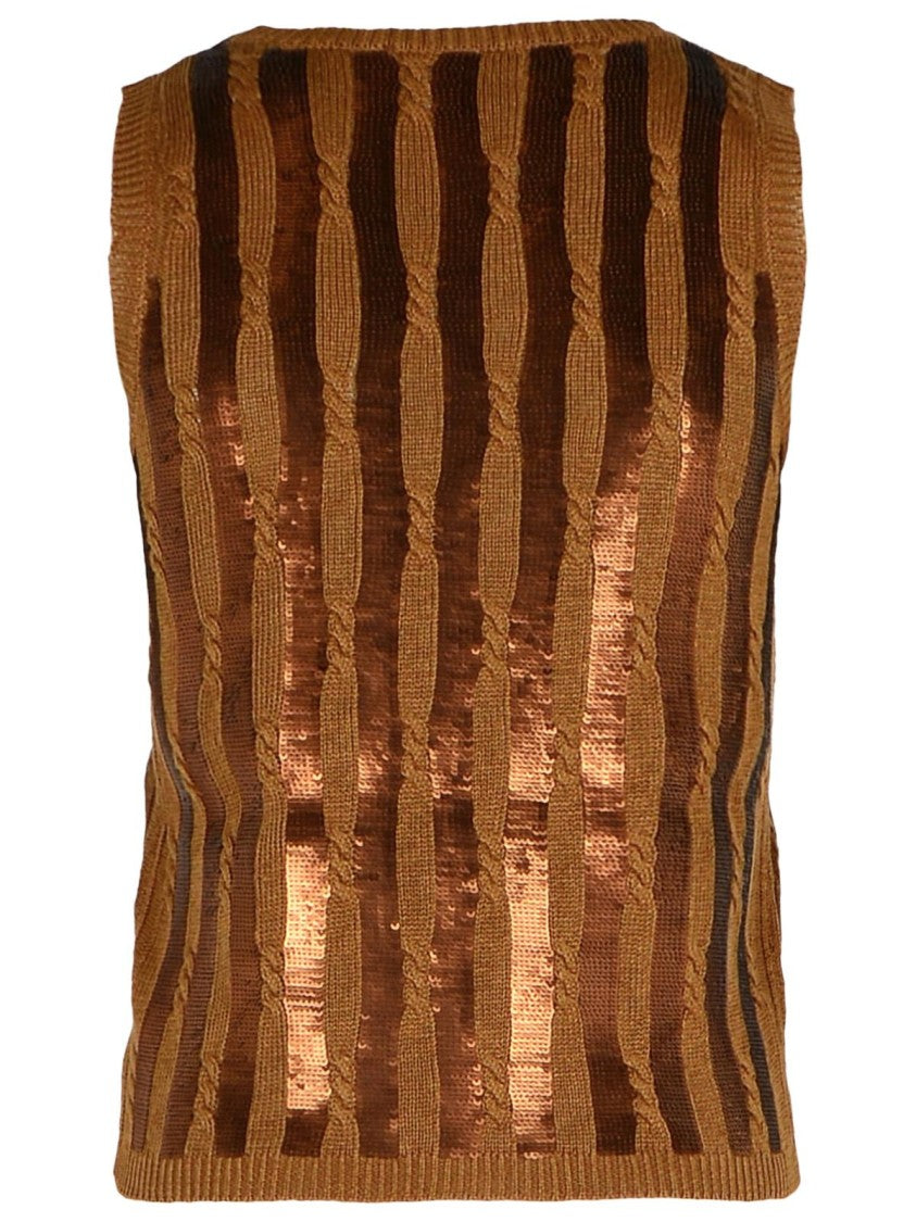 Max Mara Golia' Brown Linen Tank Top
