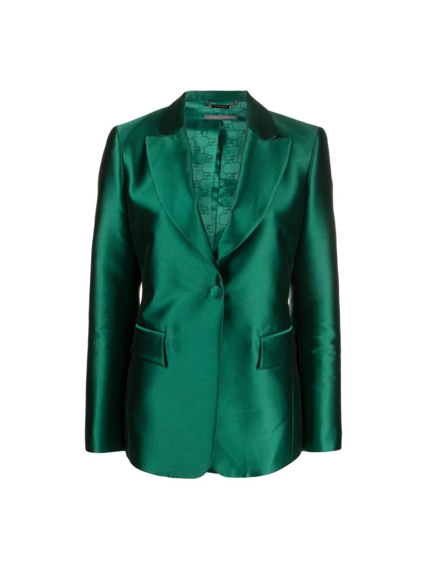 Alberta Ferretti Green Satin Shirt