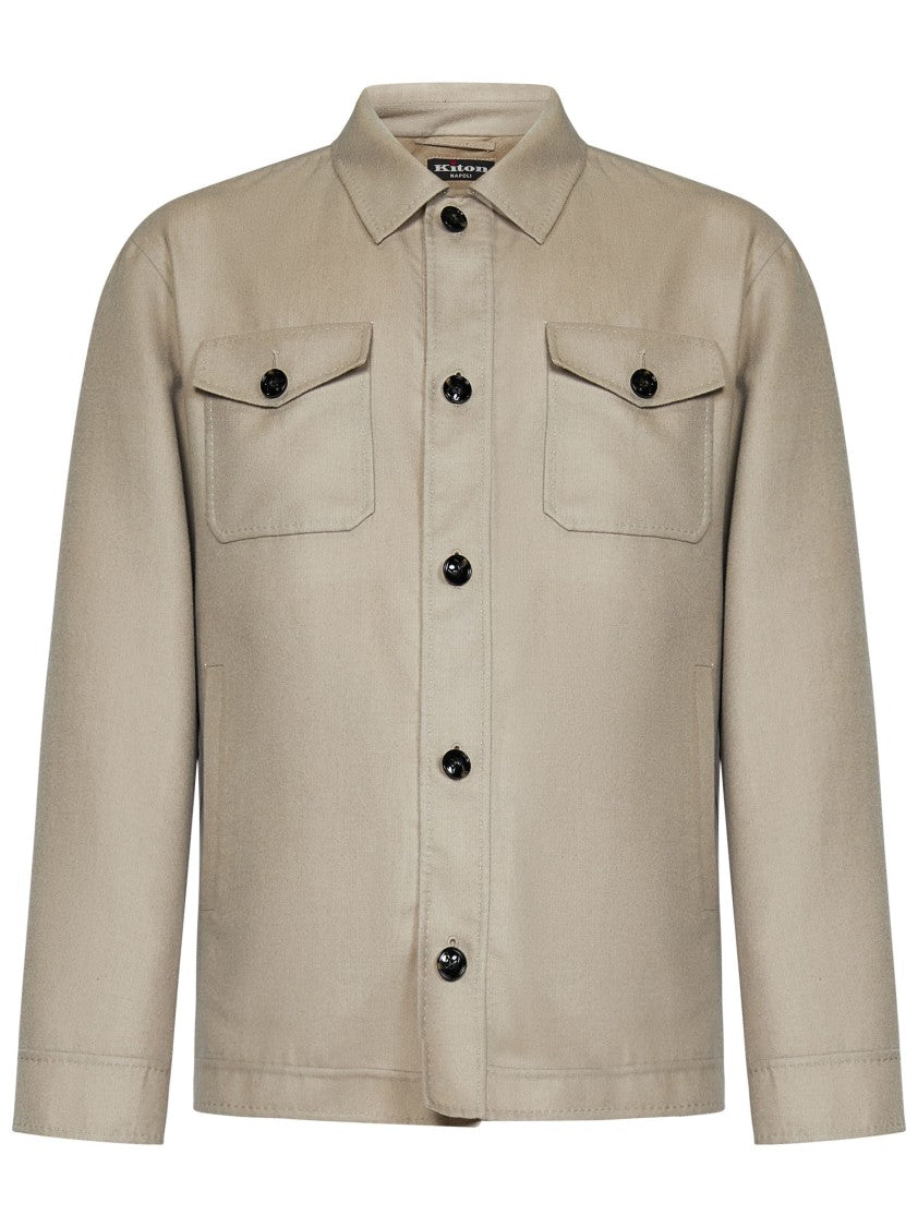Kiton Beige Cashmere-Silk Blend Double Jacket