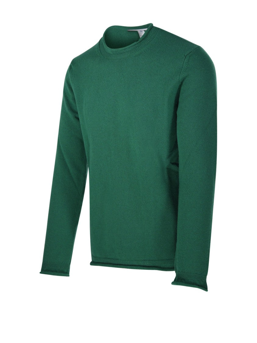 Comme Des Garçons Long-Sleeve Deep Green Wool Shirt With Ribbed Detailing