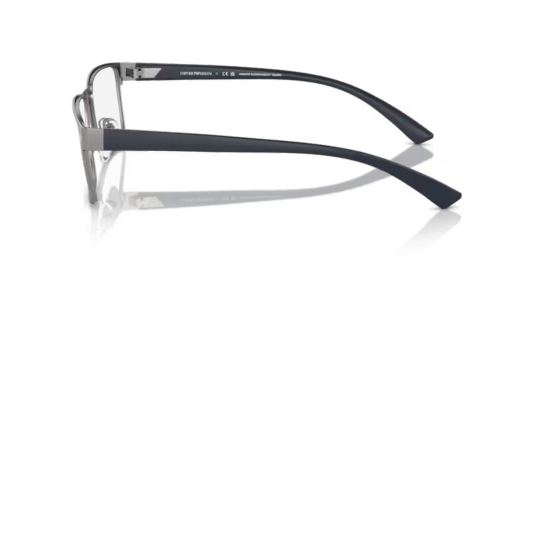Emporio Armani 1157 Vista Rectangular Metal Eyeglass Frames With Matte Silver Front