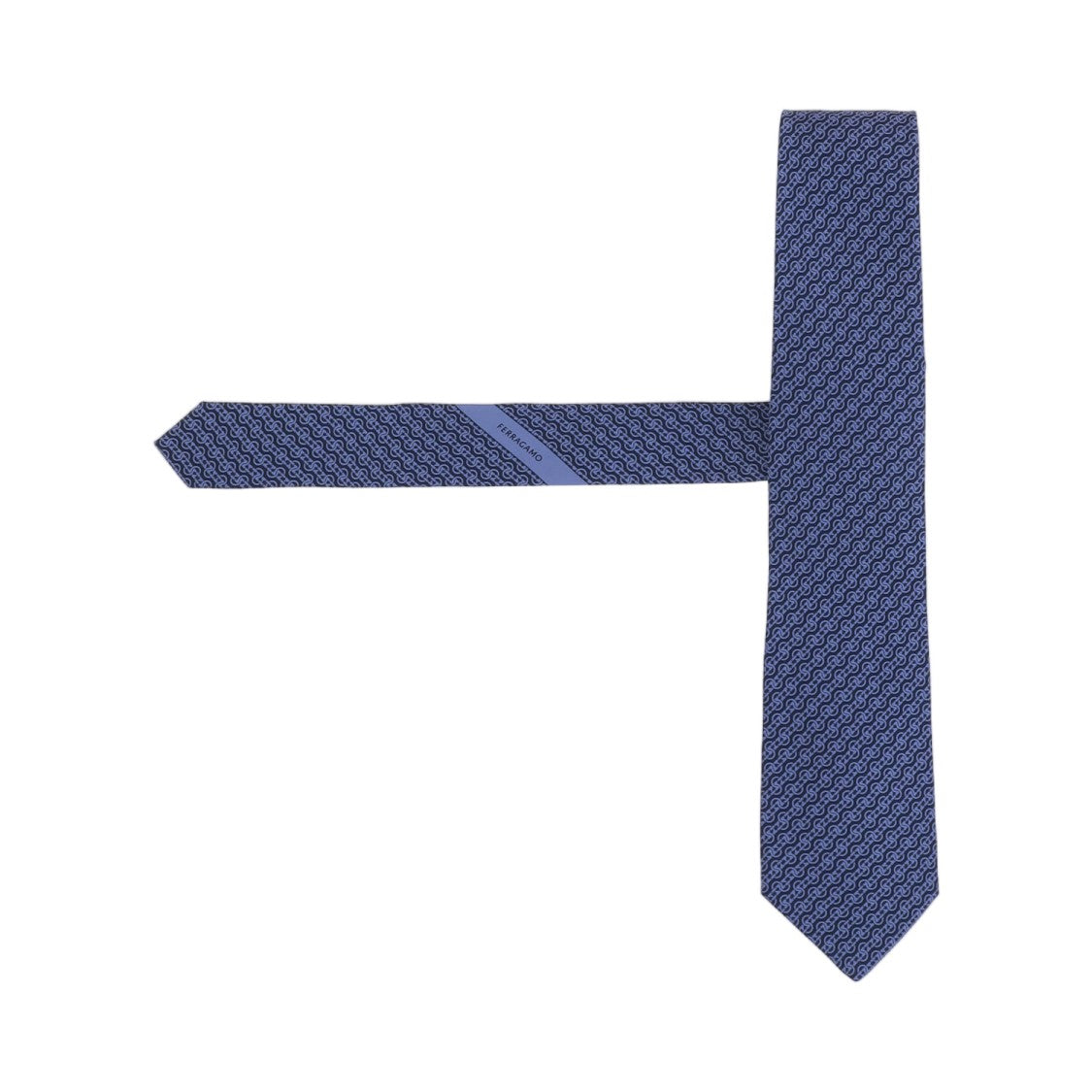 Salvatore Ferragamo Navy Patterned Silk Tie