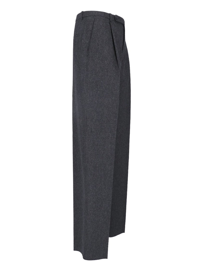 Jil Sander Gray High-Waisted Straight-Leg Wool Pants