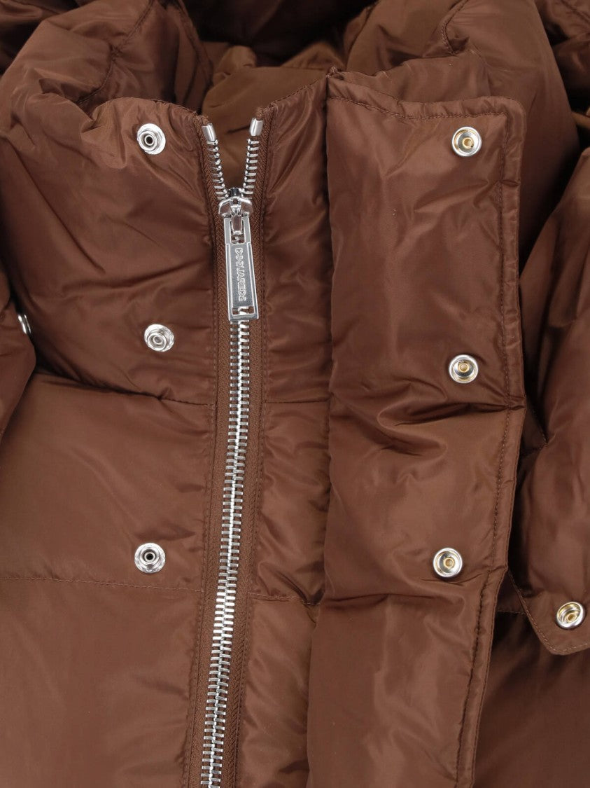 Dsquared2 Brown Technical Fabric Hooded Down Jacket