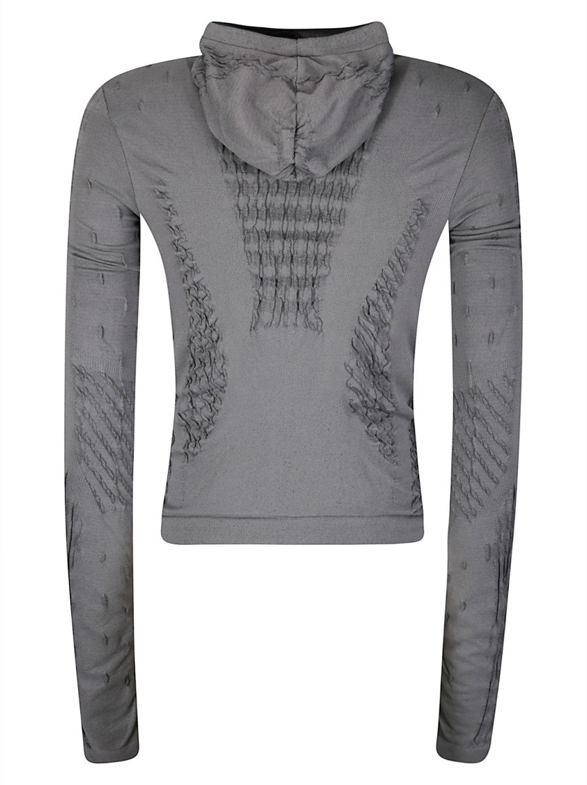 Roa Apparel Seamless 3D Knit Top With Hood In Dryarn