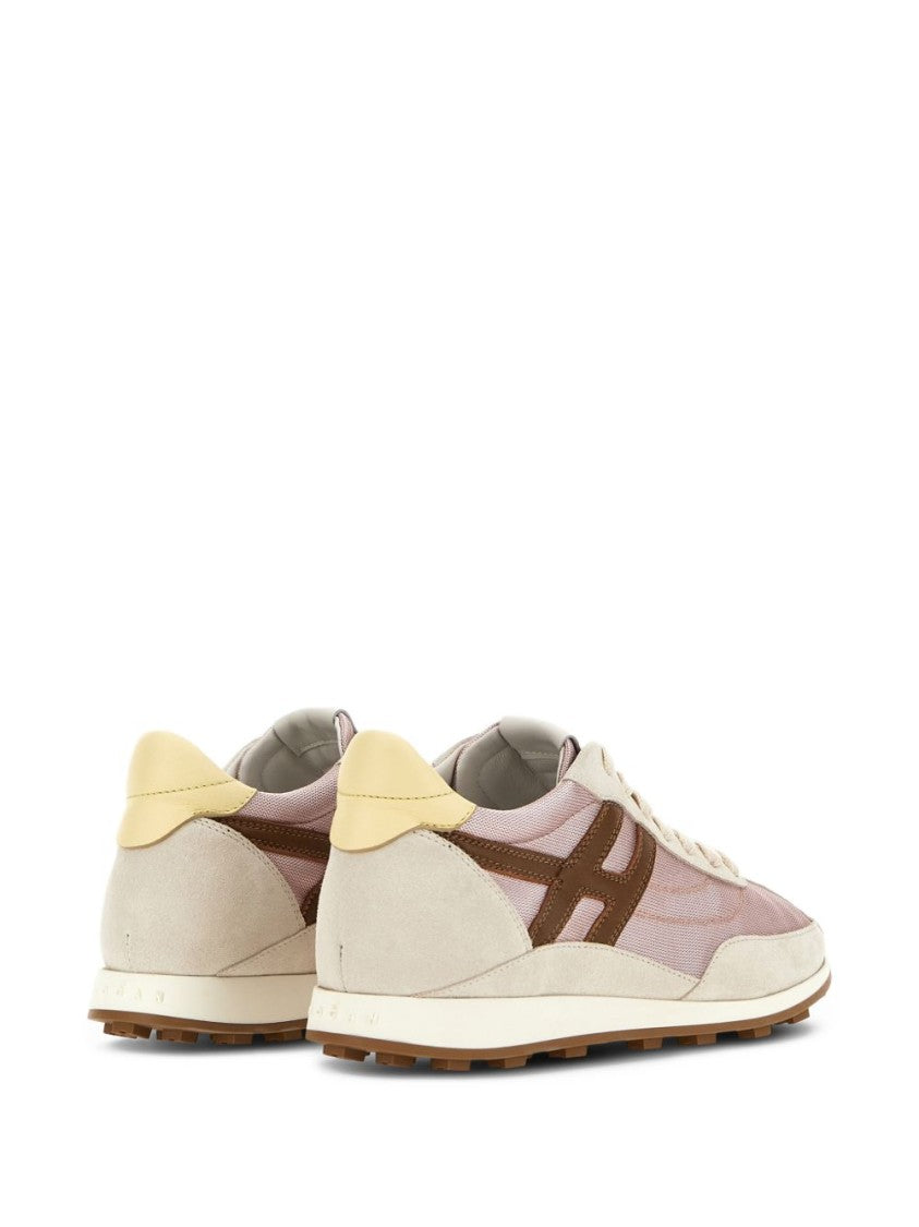 Hogan Pink Silk And Nylon Lace Sneakers