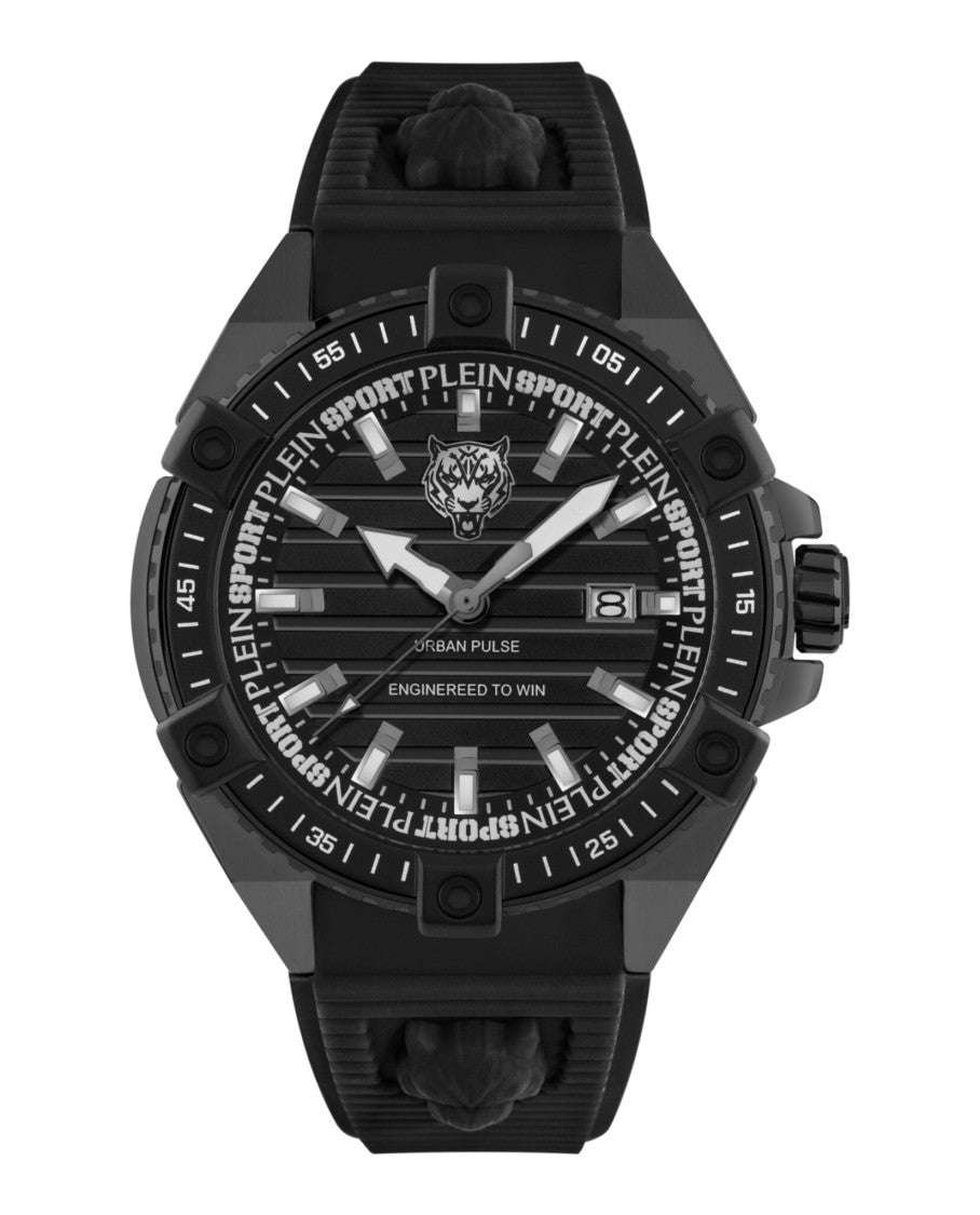 Plein Sport Urban Pulse Silicone Watch With 47Mm Ip Black Case