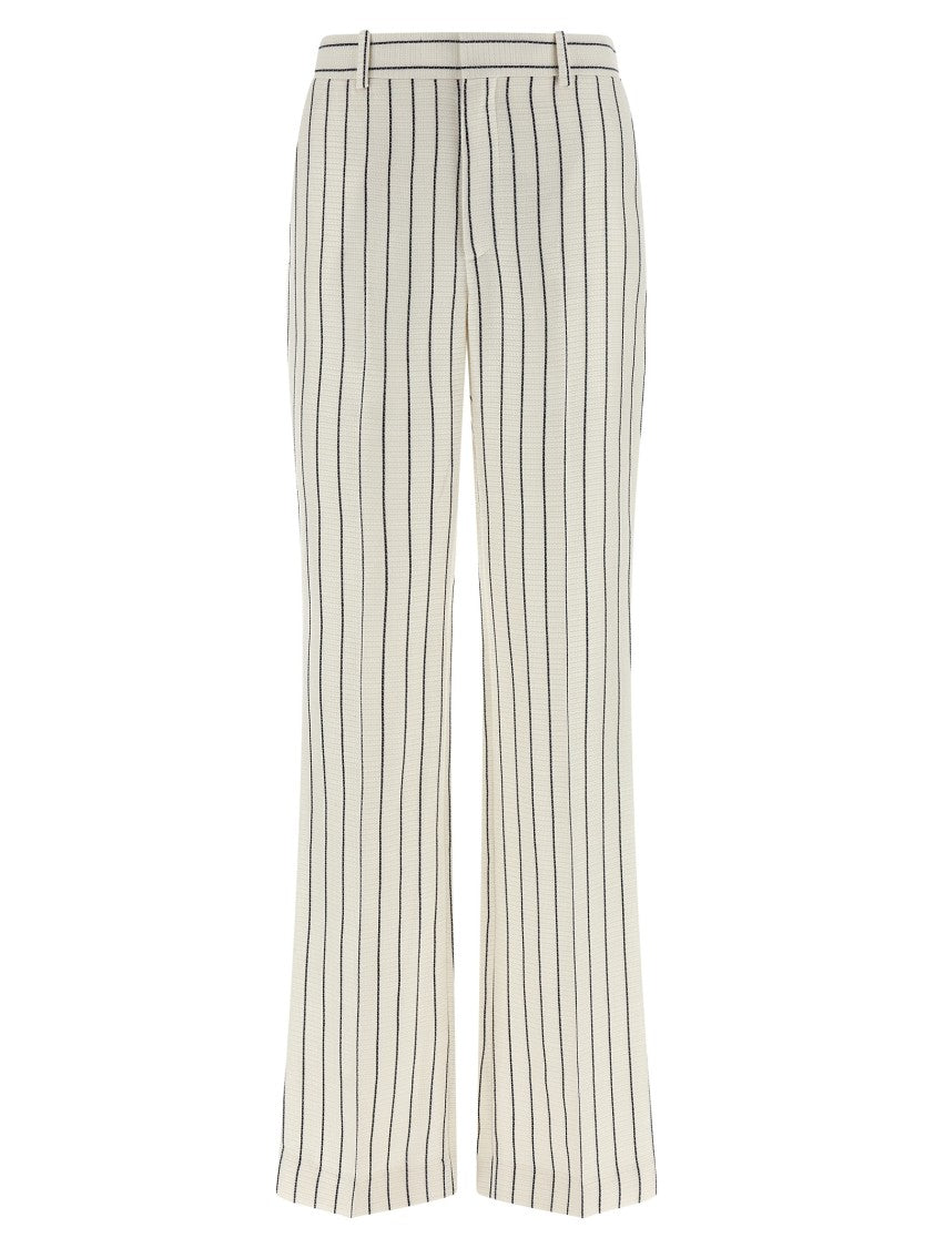 Balmain Vertical Striped Trousers With Pleated Design
