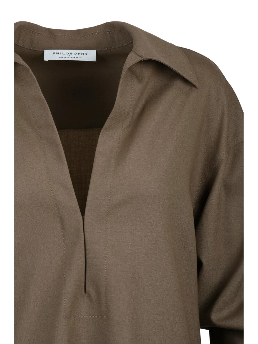 Philosophy Di Lorenzo Serafini Brown Polyester Wool Elastane Women's Shirt
