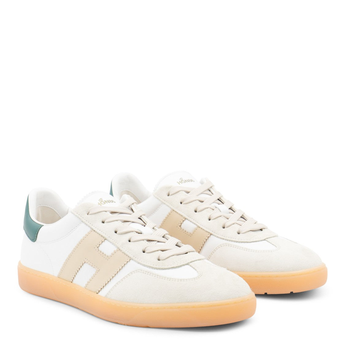 Hogan White And Beige Leather Sneakers