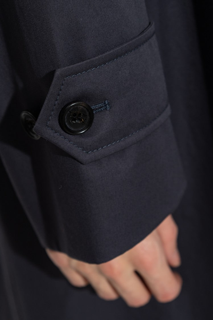 Burberry Navy Cotton Coat With Classic Collar