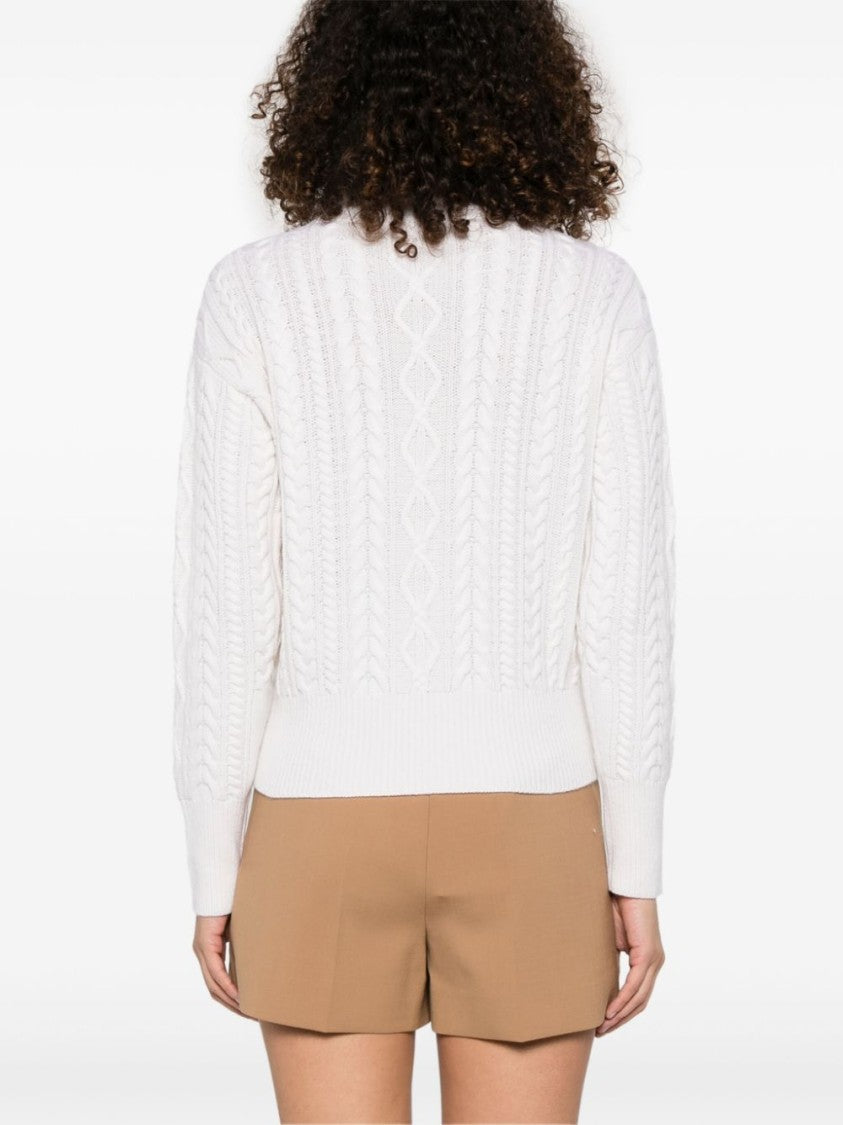 Max Mara Textured Cable Knit Sweater With Prominent Logo Detail