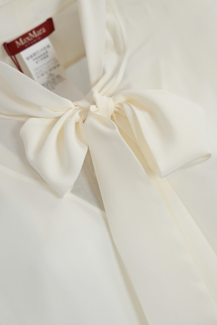 Max Mara White Blouse With Bow Tie Detail