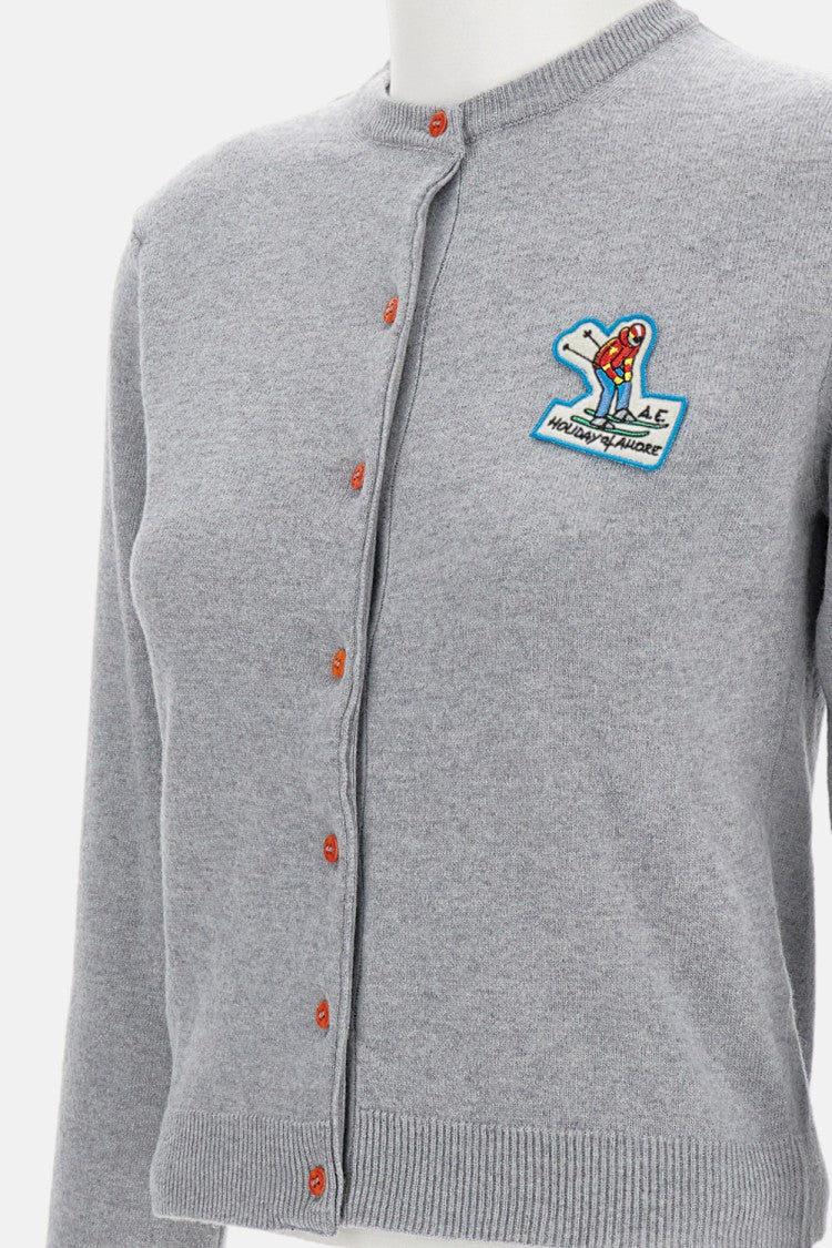 Alessandro Enriquez Slim Fit Crewneck Cardigan With Ribbed Detailing