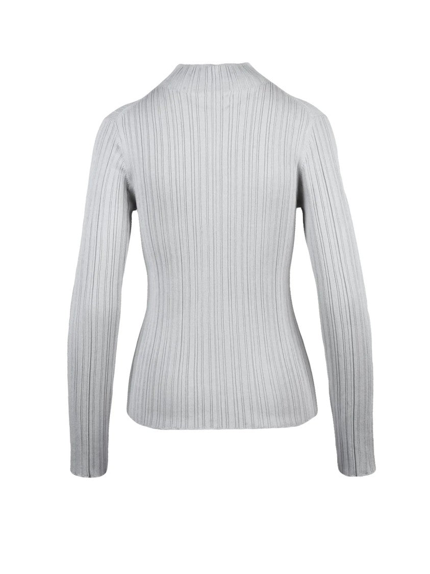 Calvin Klein Ribbed Fitted Sweater With High Round Neckline