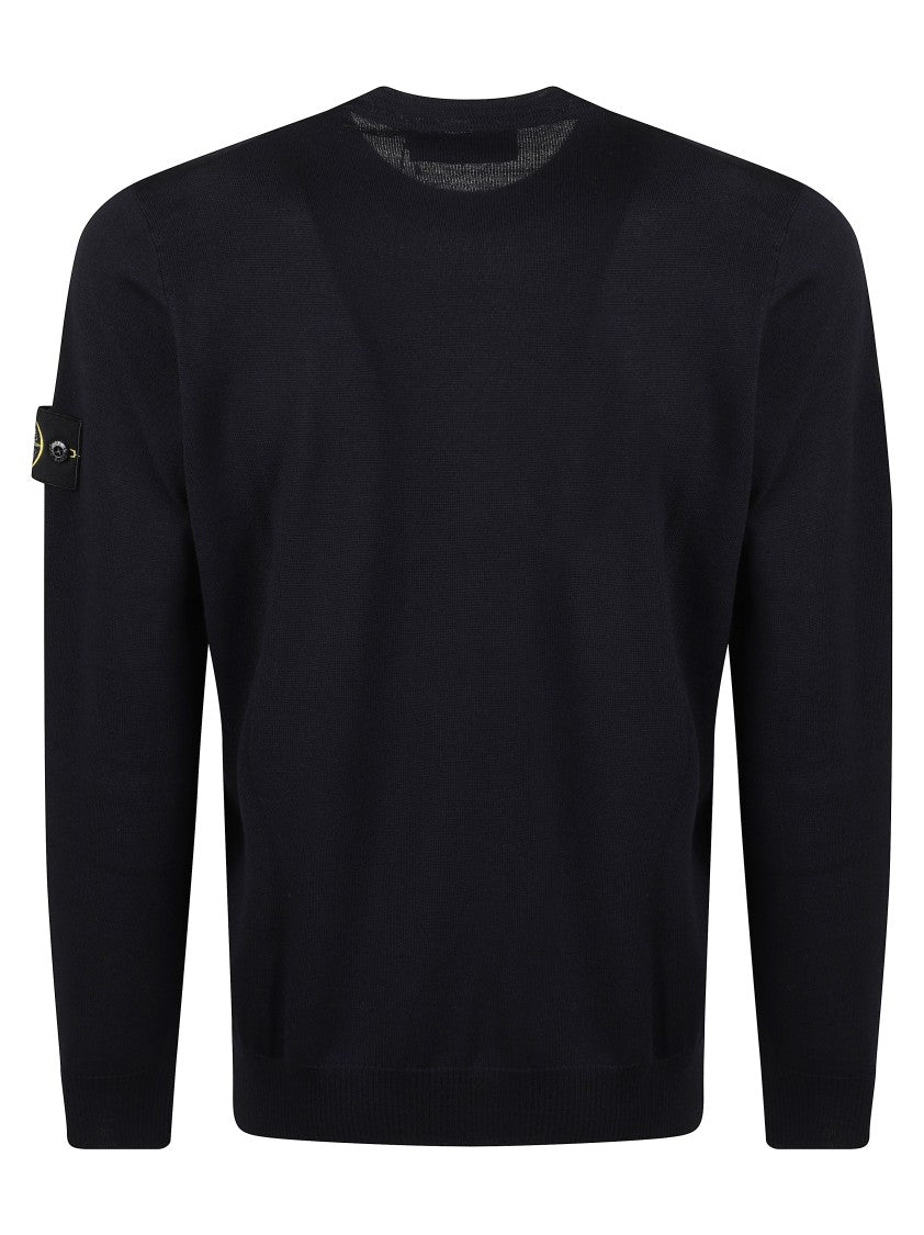 Stone Island Crew Neck Sweater With Distinctive Logo Patch