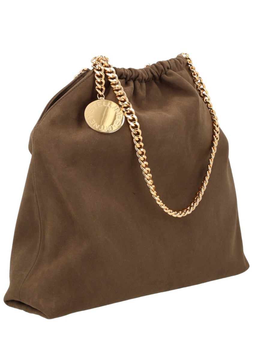 Stella Mccartney Brown Polyester Chain Gathered Shoulder Bag