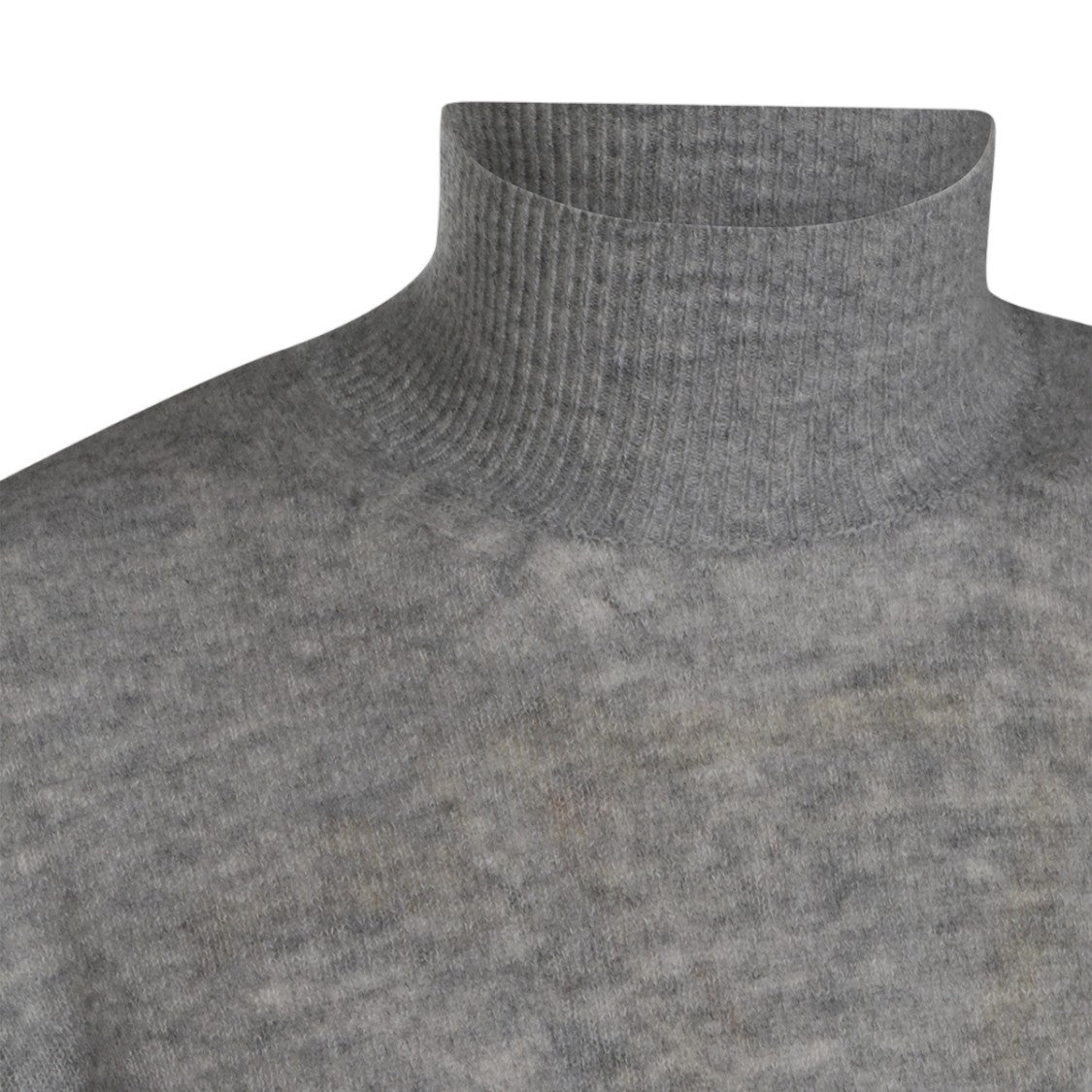 Altea Fine-Knit Grey Ribbed Mock Neck Sweater