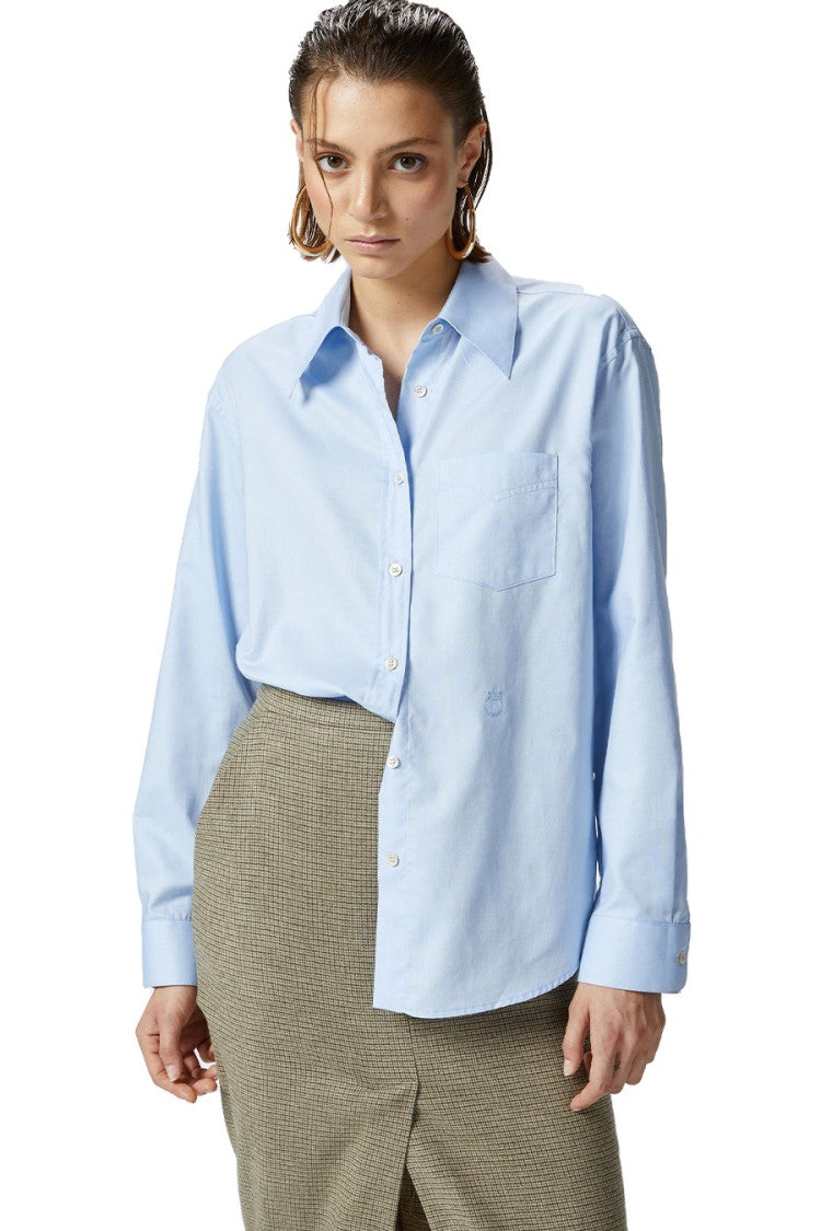Pinko Blue Cotton Patch-Pocket Shirt