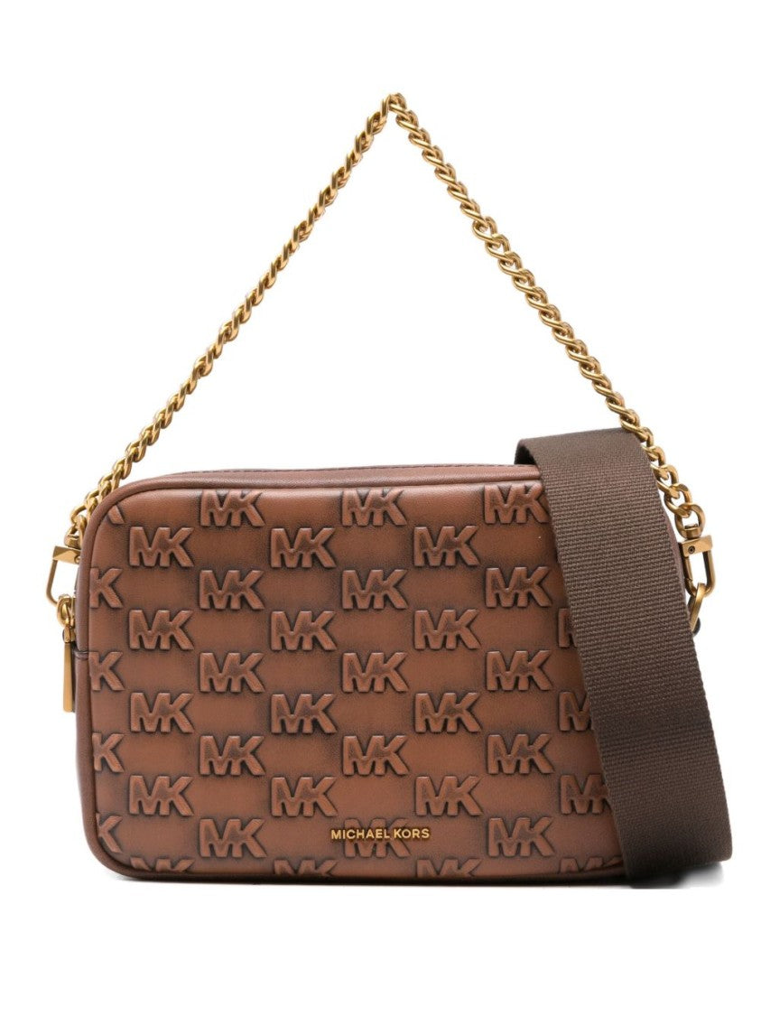 Michael Kors Logo-Embossed Brown Shoulder Bag
