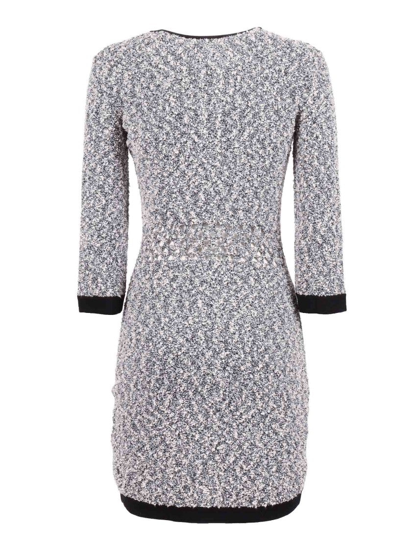 Elisabetta Franchi Textured Black Trim Knit Dress
