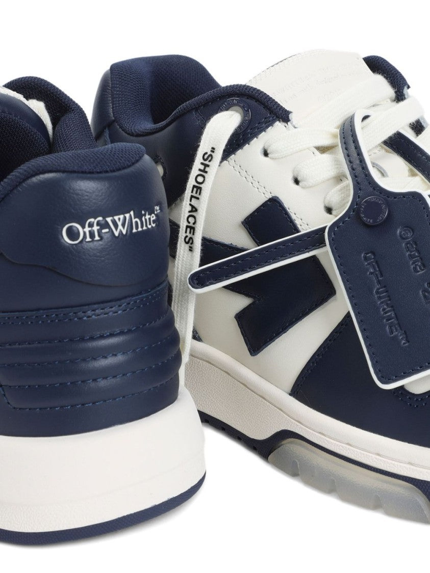 Off-White Low-Top Sneakers With Contrasting Leather Panels