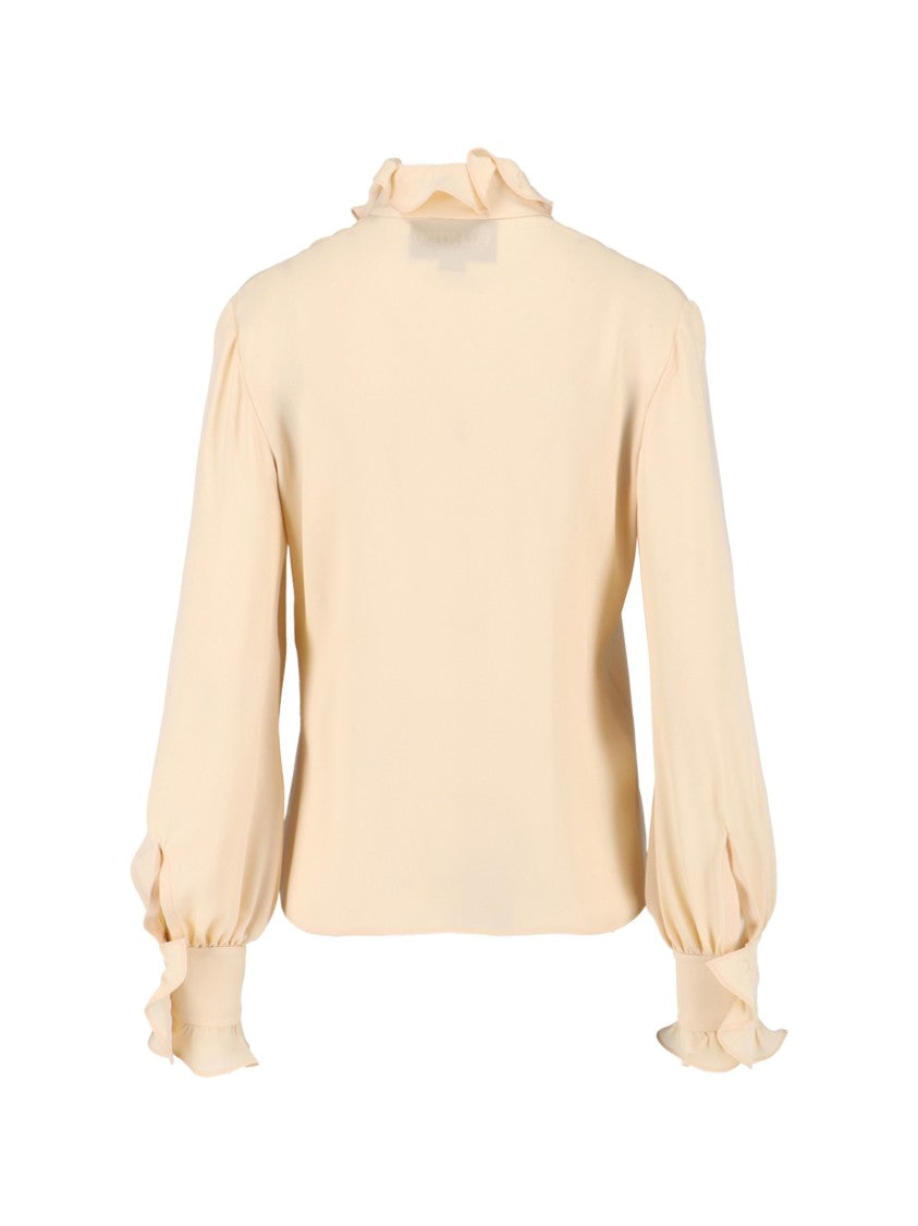 Valentino Silk Shirt With Ruffles – Beige