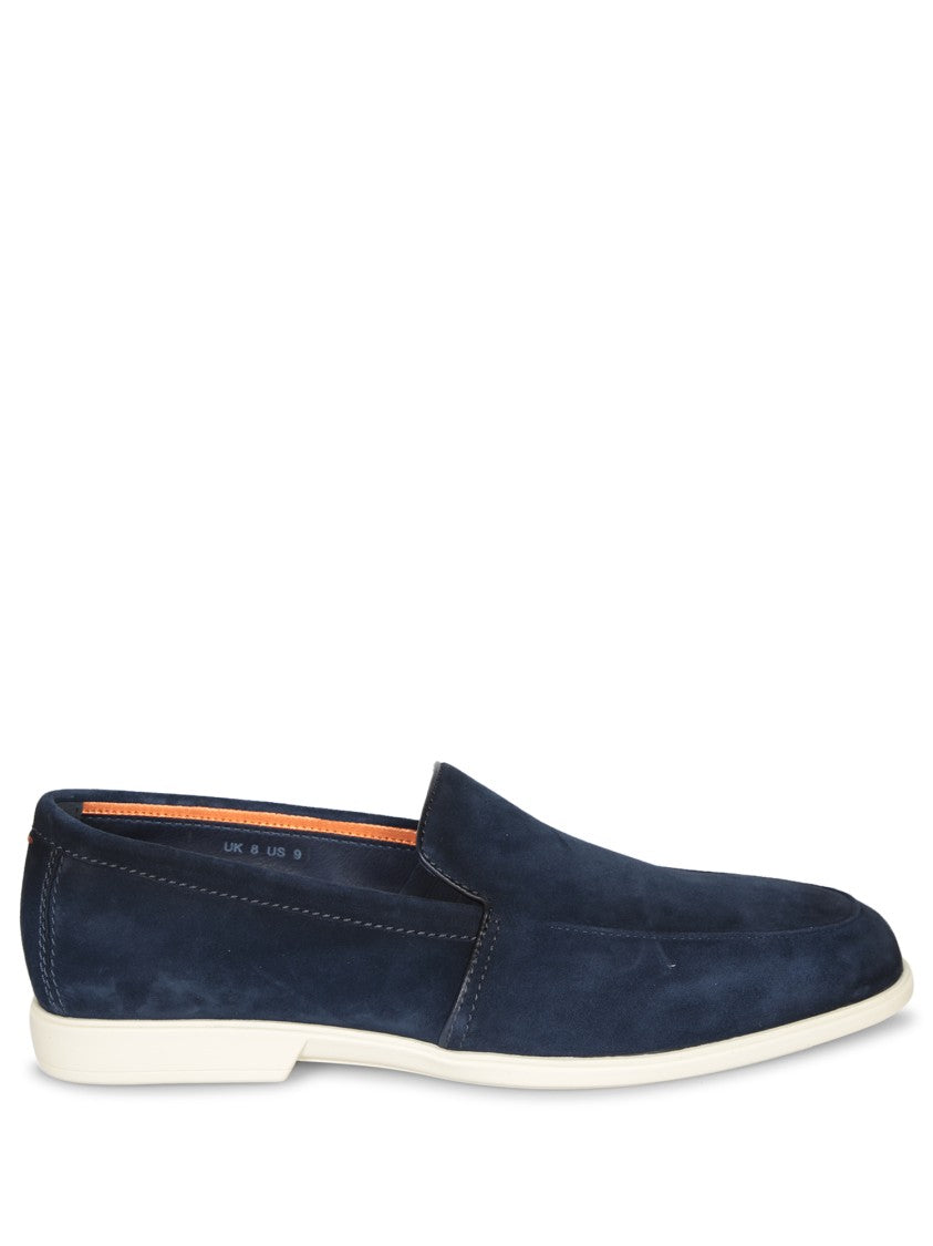 Santoni Suede Slip-On Loafers With Contrasting Rubber Sole