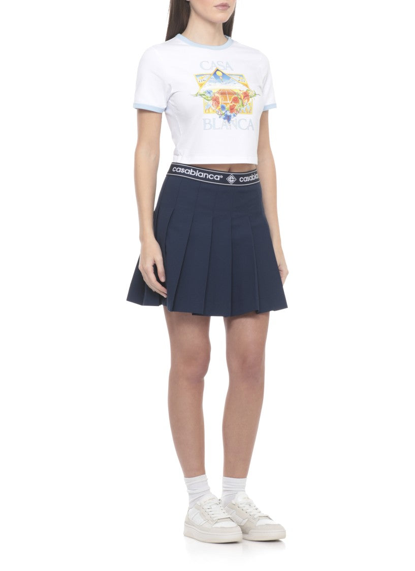 Casablanca Pleated Mini Skirt With Logoed Elastic Waistband