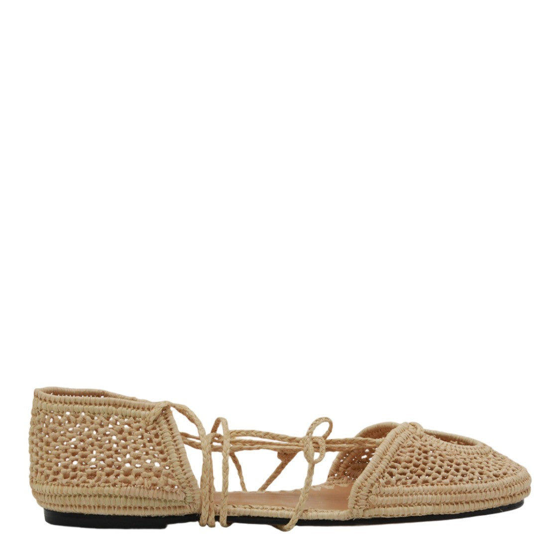 Odissi Woven Crochet Flat Shoes With Ankle Wrap Detail