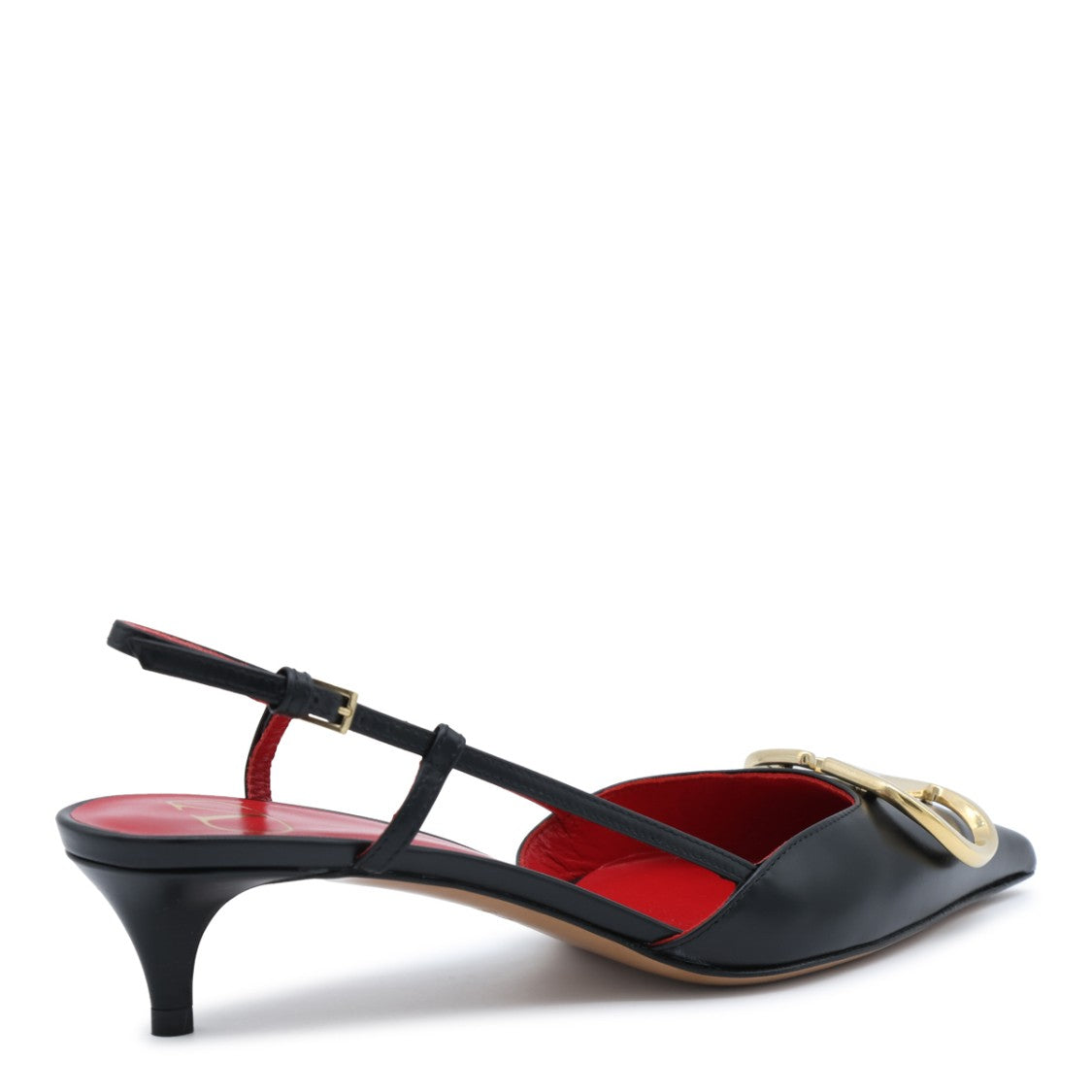 Valentino Garavani Pointed-Toe Slingback Heels With Gold Emblem