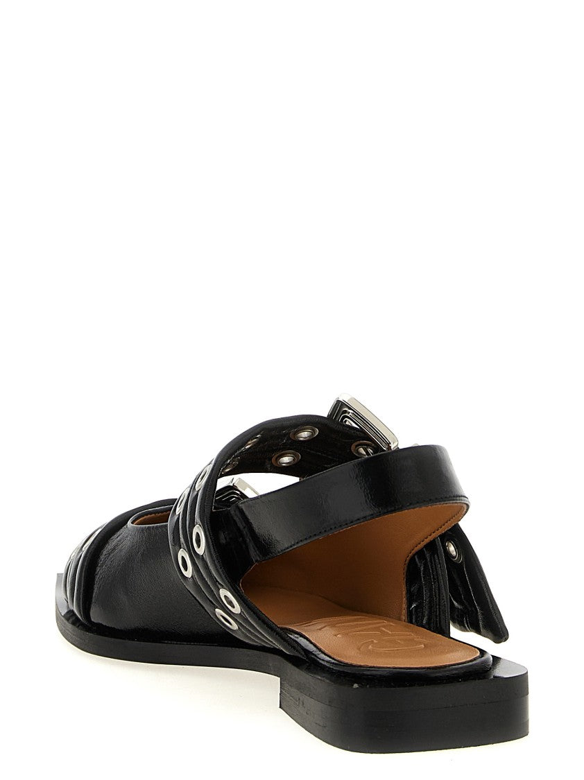 Ganni 'Black Feminine Buckle' Slingback