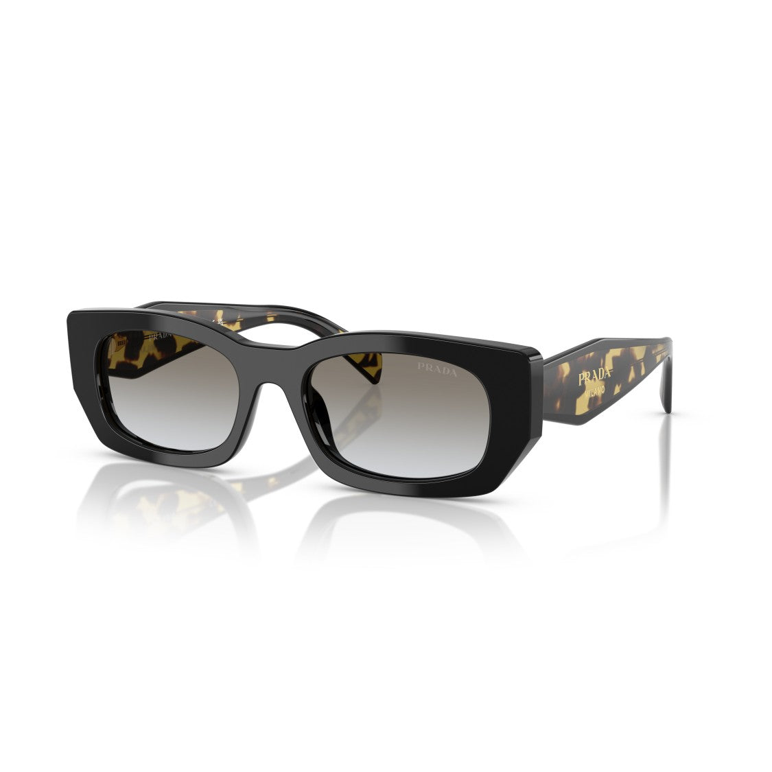 Prada 0Pr B05s Rectangular Black Acetate Sunglasses