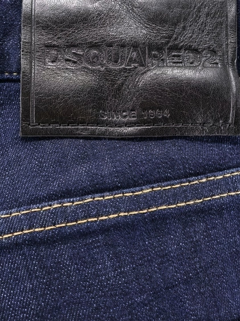 Dsquared2 Dark Rinse Wash Straight-Leg Jeans With Contrast Stitching