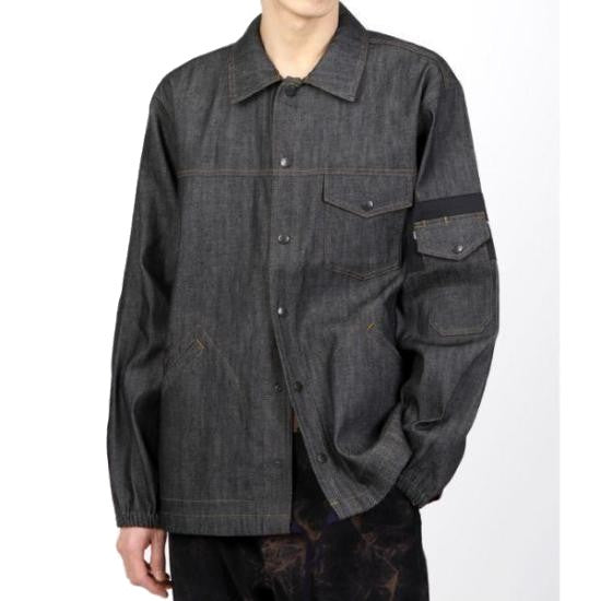 Aïe Black Denim Jacket With Classic Button-Up Front And Chest Pockets